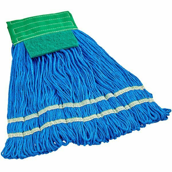 Lavex 18 oz. Blue Microfiber Looped End Wet Mop Head with 5'' Green Headband 274MFSTM18GN